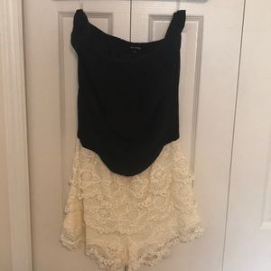 Black & white lace romper